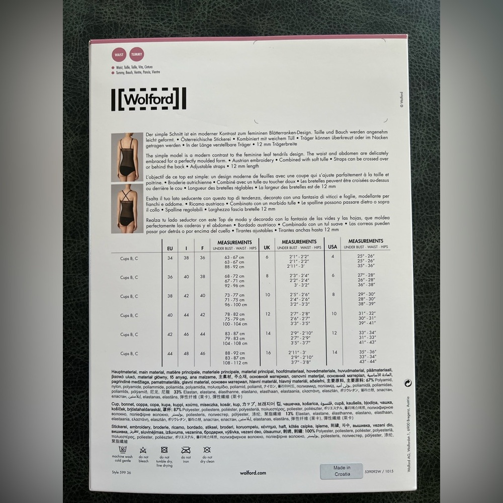 Wolford Cami Shape and Control Leafage Forming Top Dusty Coral Size 38 B Cup - Picture 4 of 11